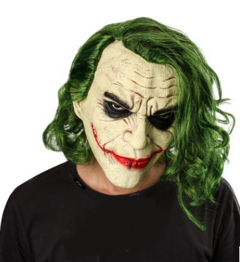 Joker Mask Cosplay Latex Masks With Green Hair Wig