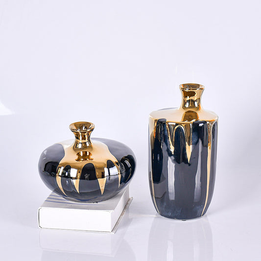 Creative Blue & Gold Modern Ceramic Vase
