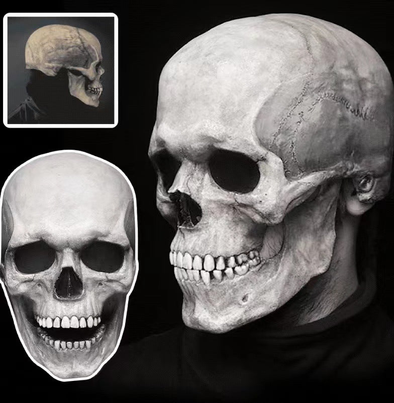 Full Latex Head Mask Halloween Horror Skull Movable Jaw