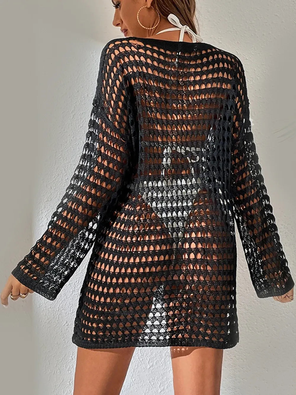 Knitted Pullover Long Sleeved Bikini Cover Up