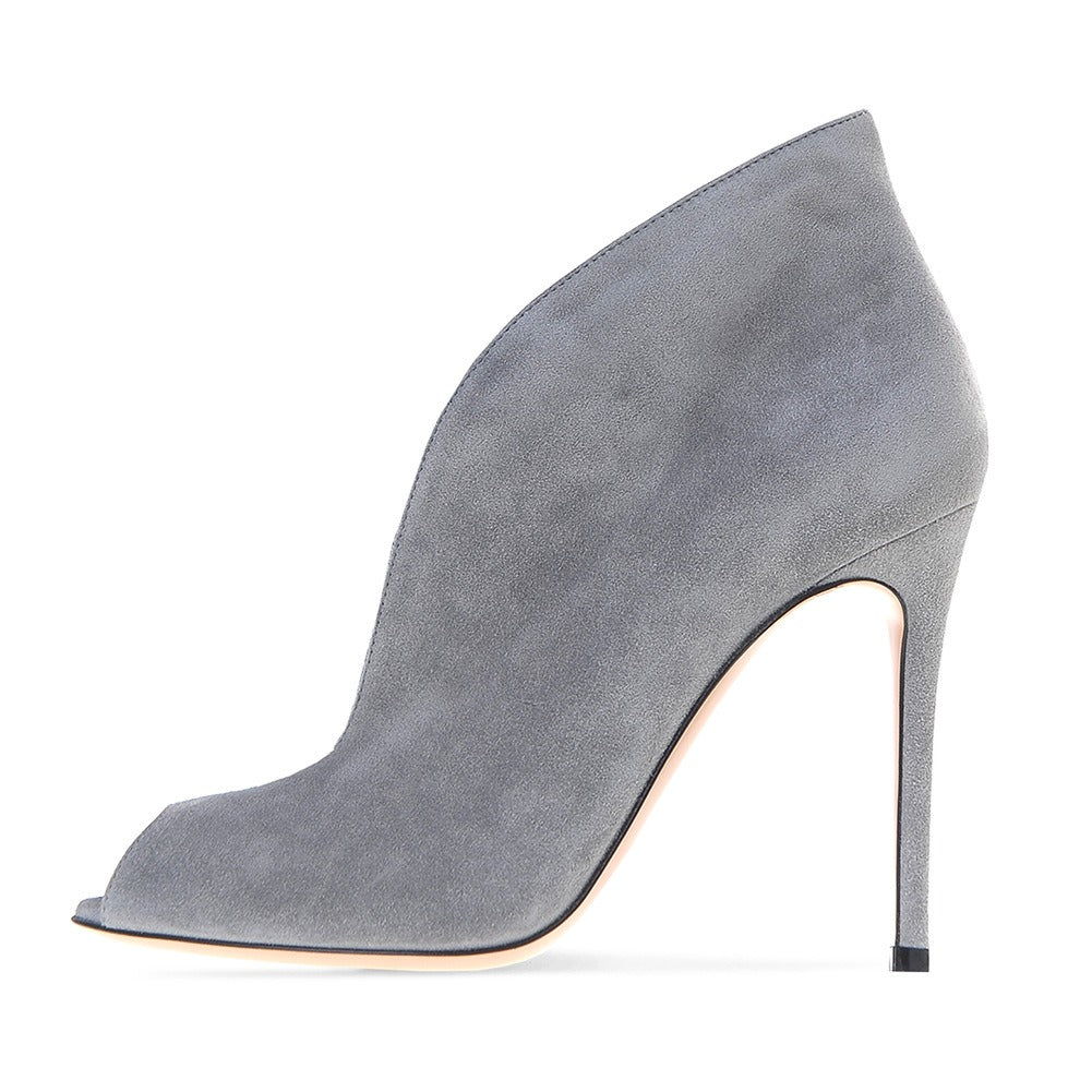 Open Toed Fish Mouth Ankle Boots
