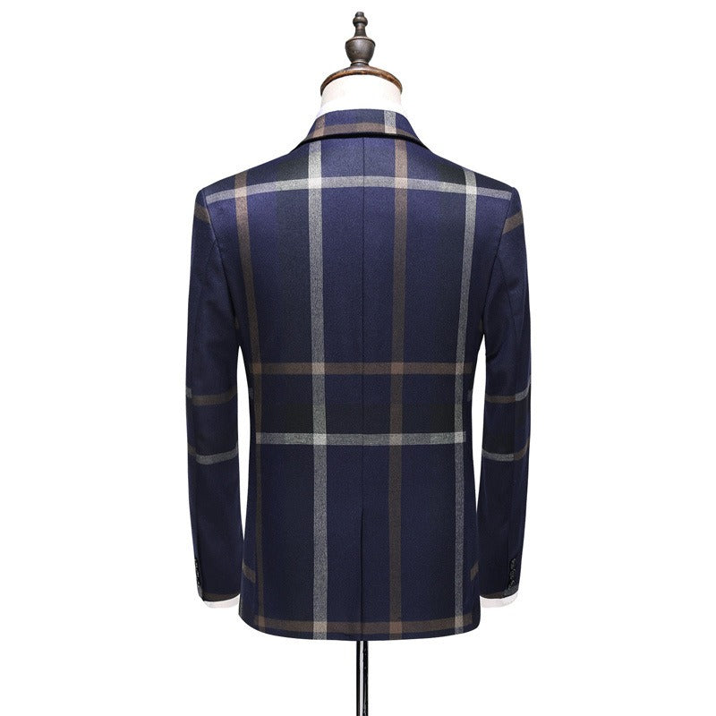 Three-Piece Large Plaid Business Suit