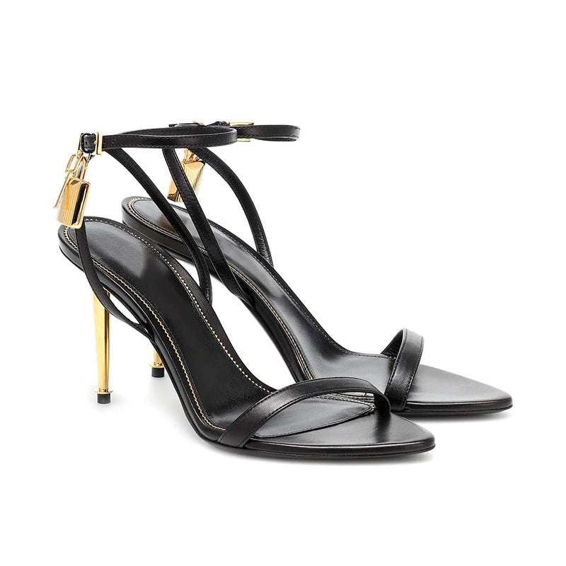 Open Toe Ankle Lock High Heels