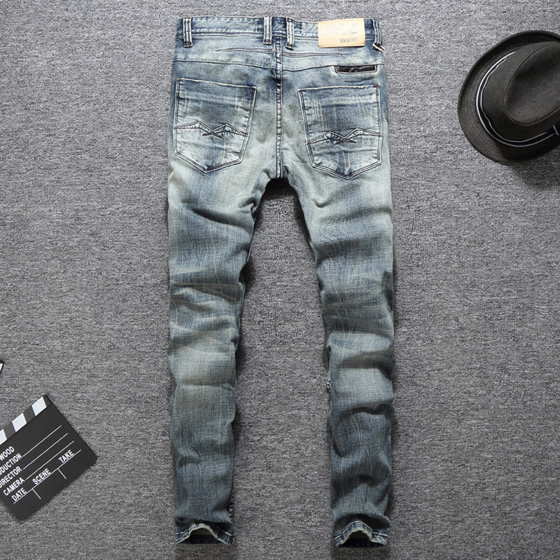 BALPLEIN Slim Fit Cotton Ripped Jeans