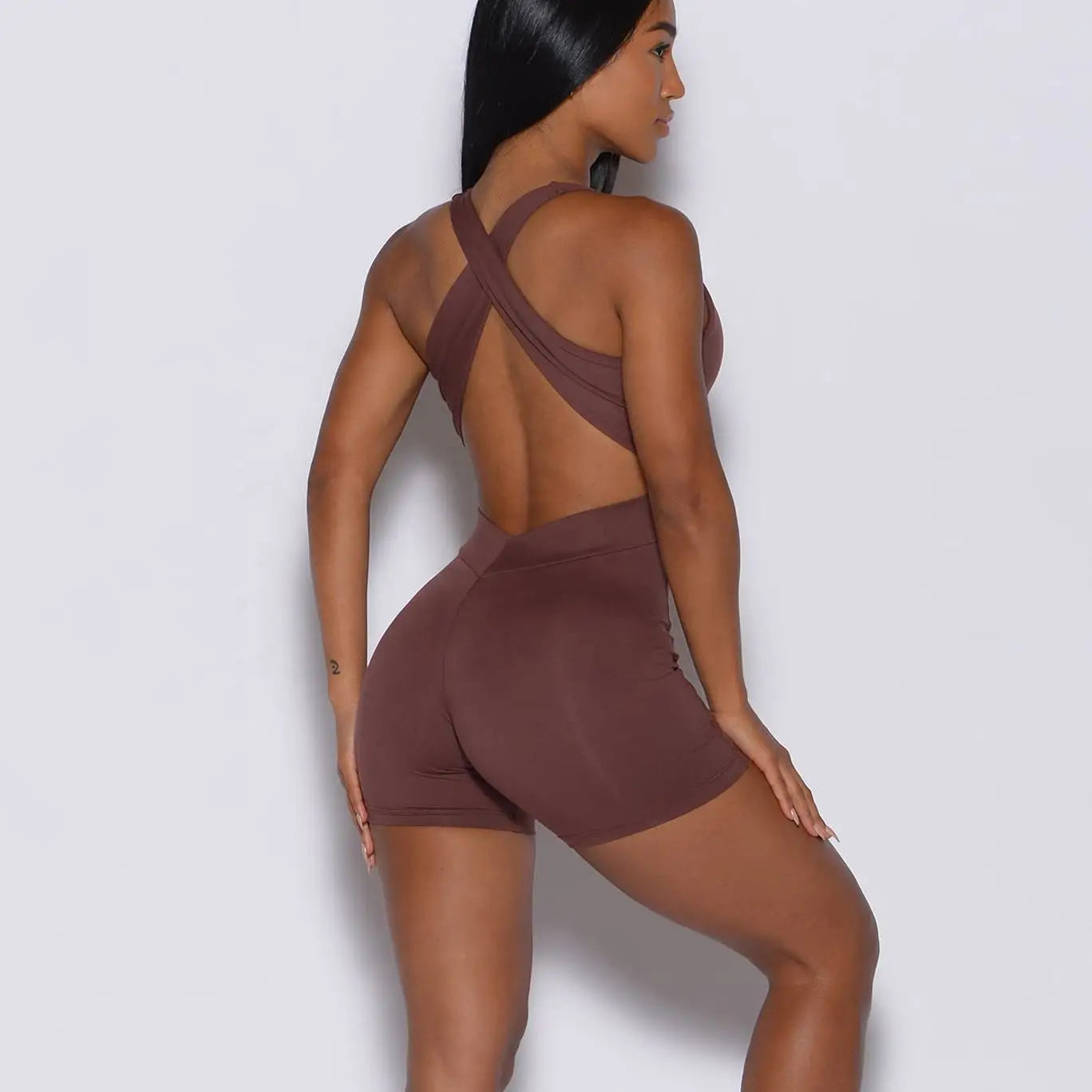 Open Back Yoga Romper Quick Dry Sports Bodysuit