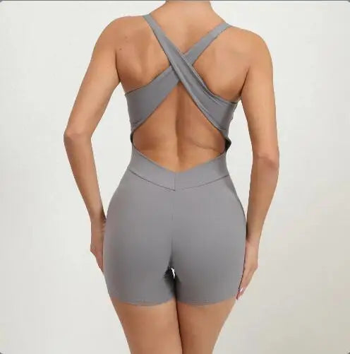 Open Back Yoga Romper Quick Dry Sports Bodysuit