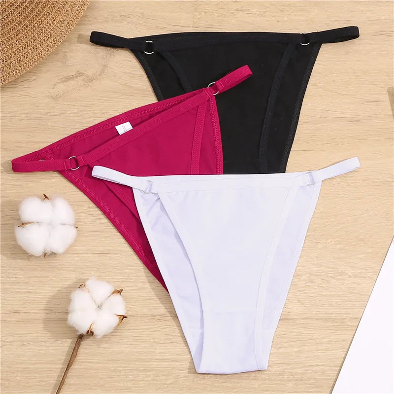 FINETOO Low Waist Cotton Briefs Panties - 3Pcs