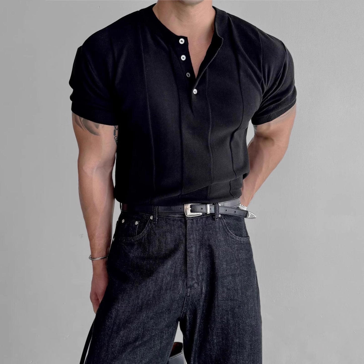 Vertical Stripes Ice Silk Shirt