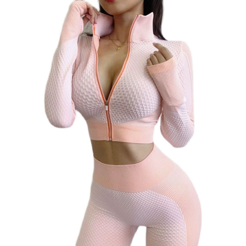 Cropped Long Sleeve Sport Gym 2PCS Outfit