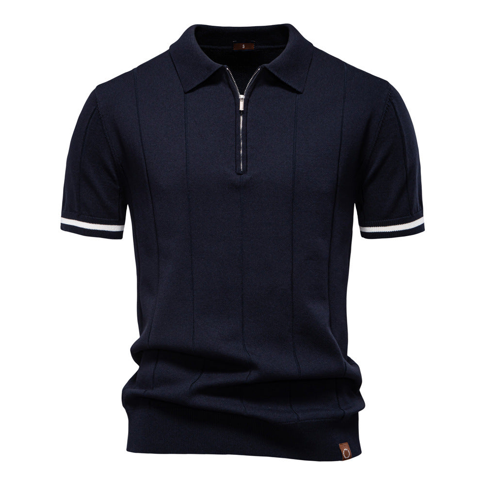 Woolen Zipper Polo Shirt
