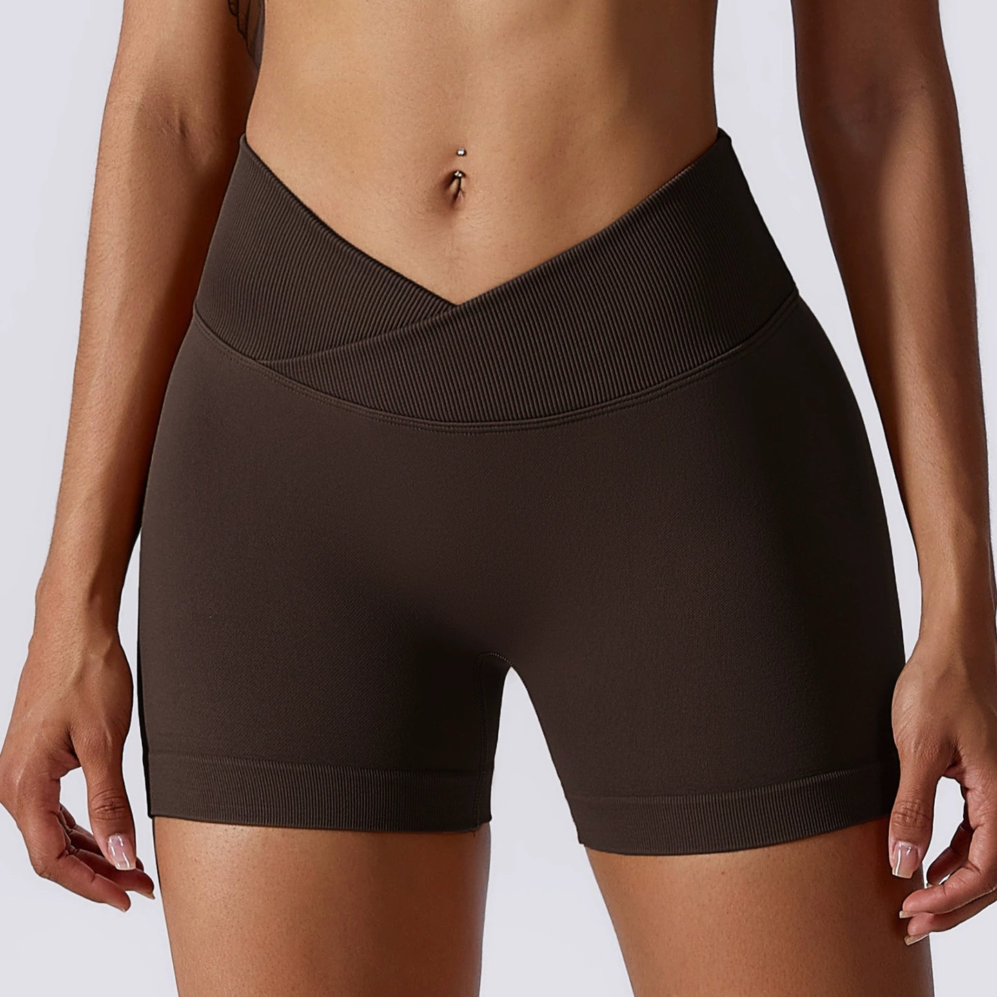 Yoga Cross Stretch Knitting High Waist Fitness Shorts