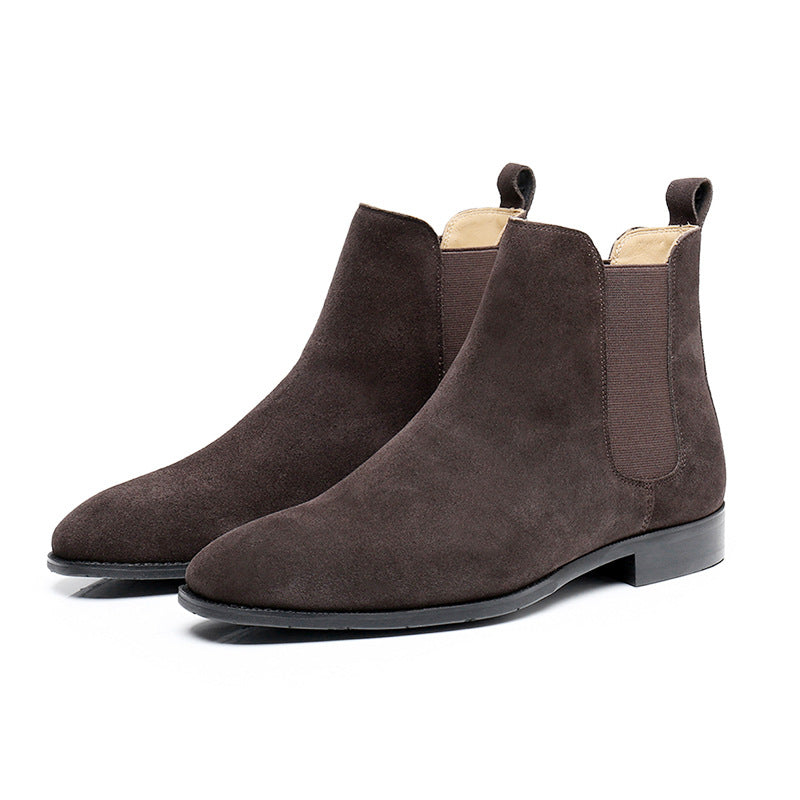 Genuine Leather Rounded Chelsea Boots