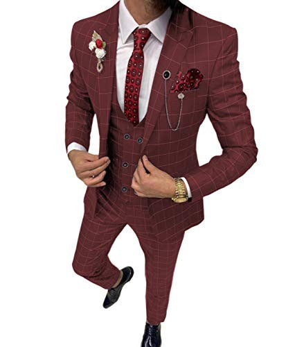 Lattice Plaid Three-Piece Suit