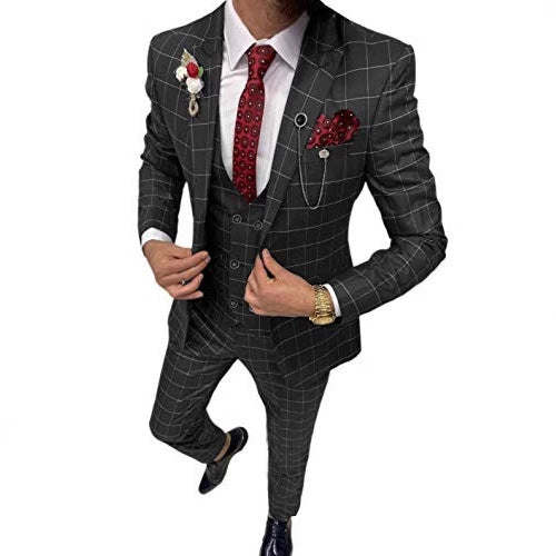 Lattice Plaid Three-Piece Suit