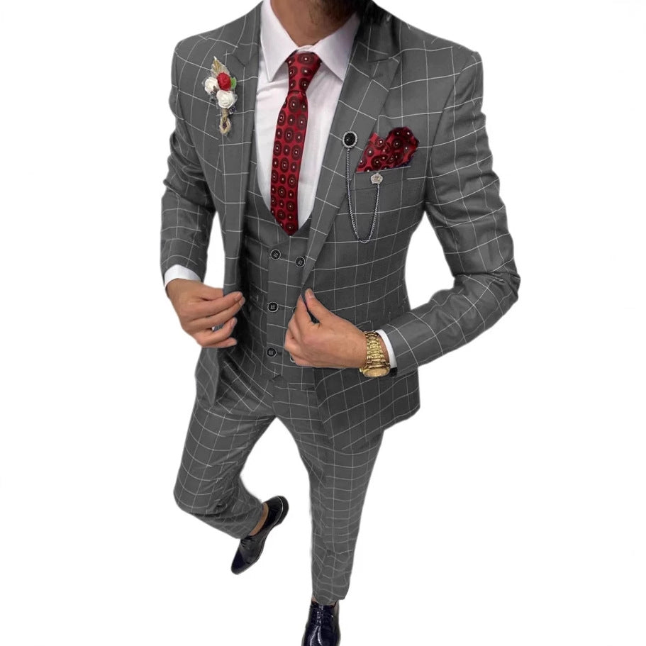 Lattice Plaid Three-Piece Suit