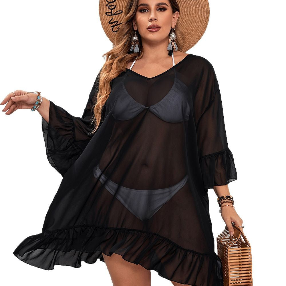 See-Through Bikini One-Piece Cover up - Plus Size