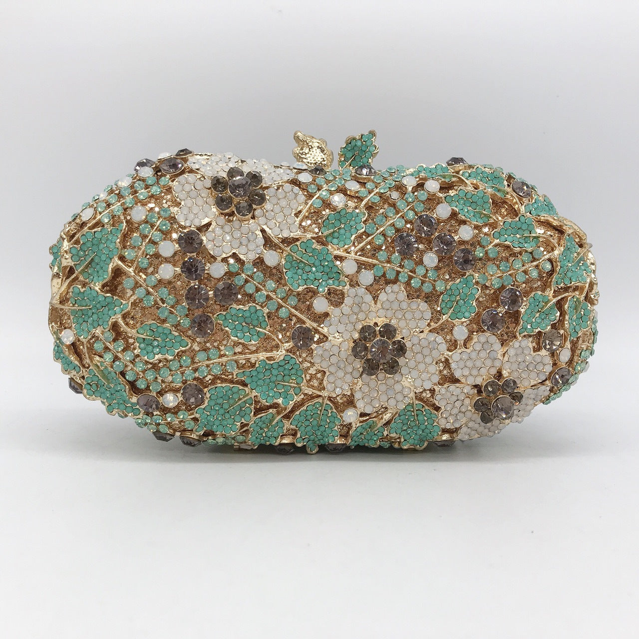 Floral Pattern Diamond Stud Clutch