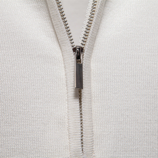 Woolen Zipper Polo Shirt