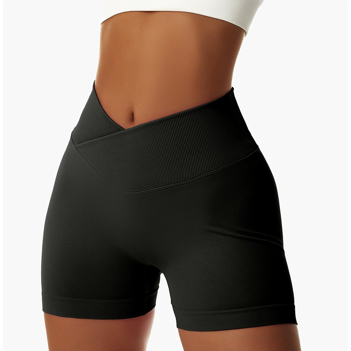 Yoga Cross Stretch Knitting High Waist Fitness Shorts