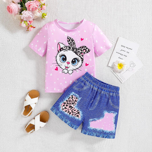 Cartoon Leopard Print Two-Piece Outfit