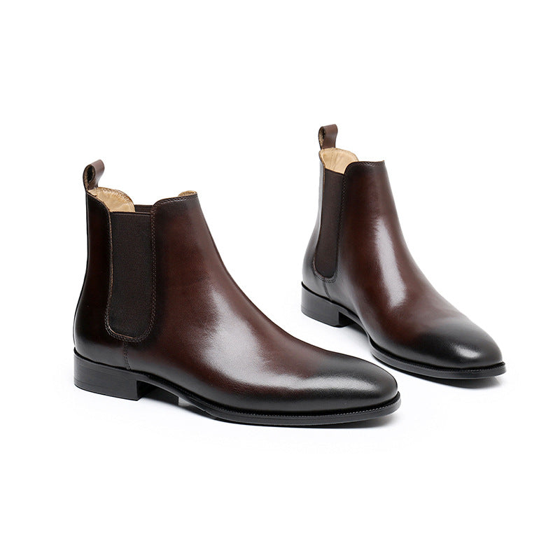 Genuine Leather Rounded Chelsea Boots