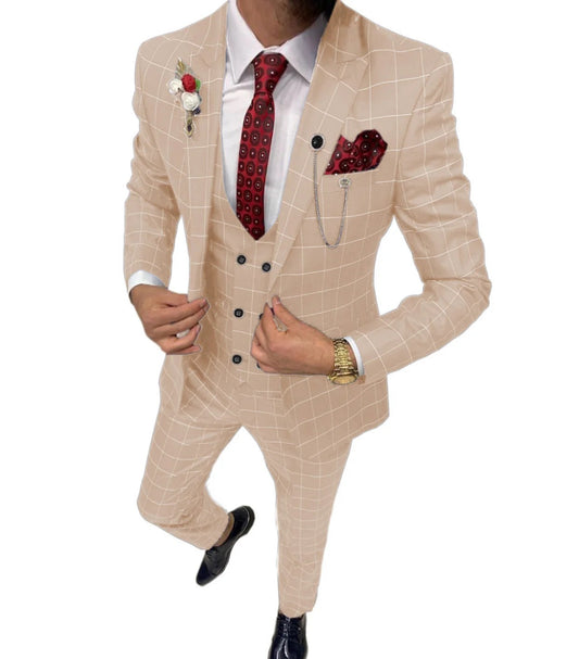 Lattice Plaid Three-Piece Suit