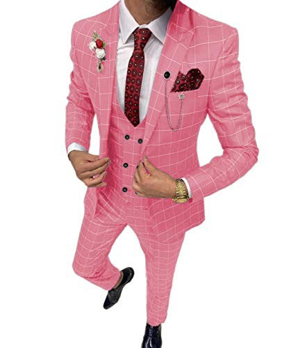 Lattice Plaid Three-Piece Suit