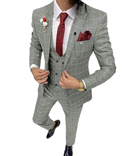 Lattice Plaid Three-Piece Suit