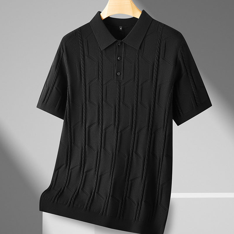 Jacquard Lapel Polo - Plus Size