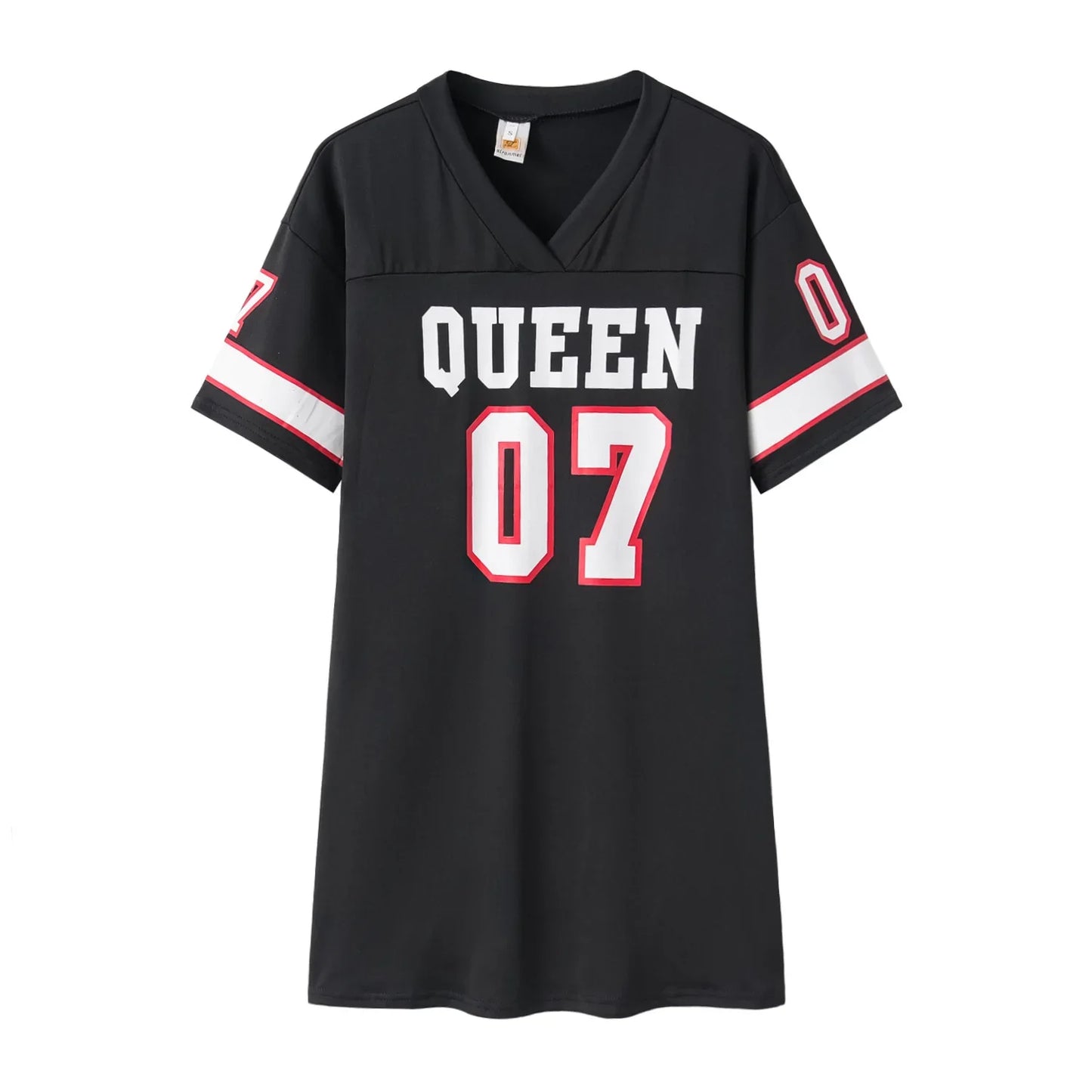 Queen 07 Letter Printed Mid-length T-Shirt Dress