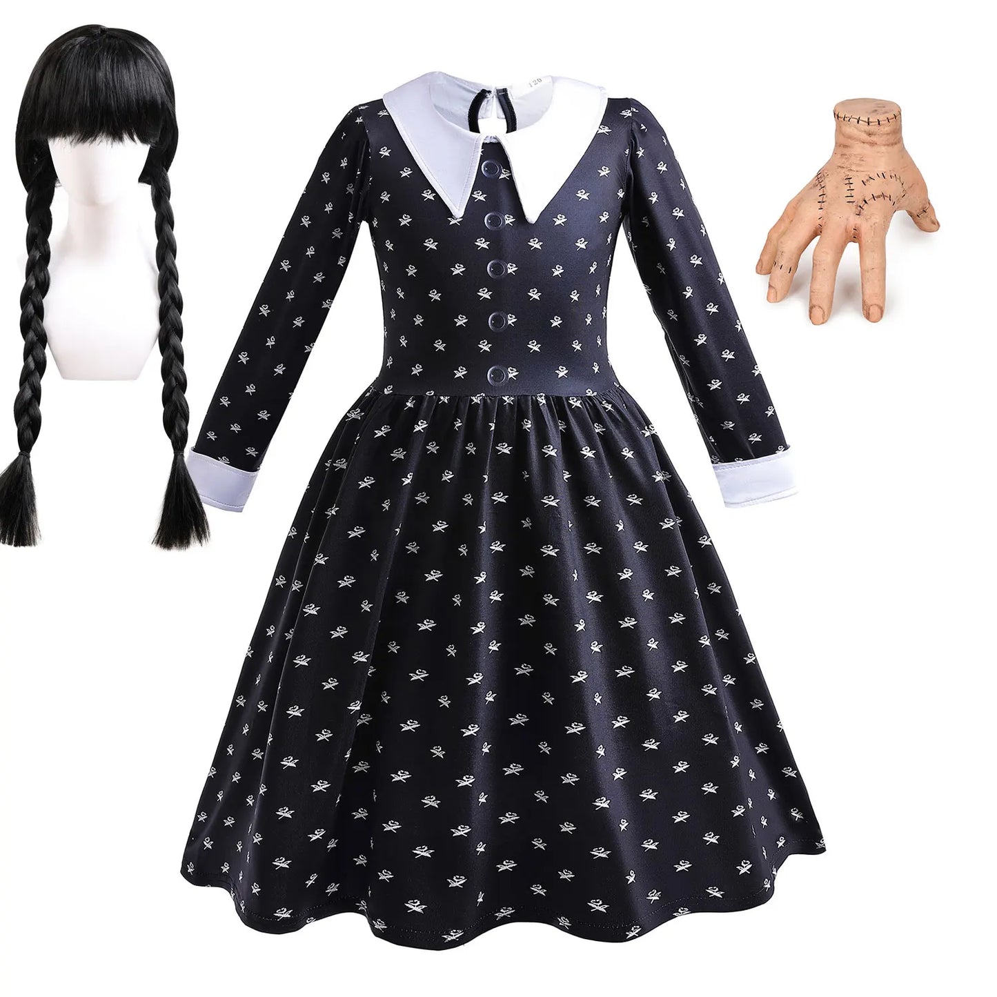 Gothic Black Dress Girls Wednesday TV Series Halloween Costume