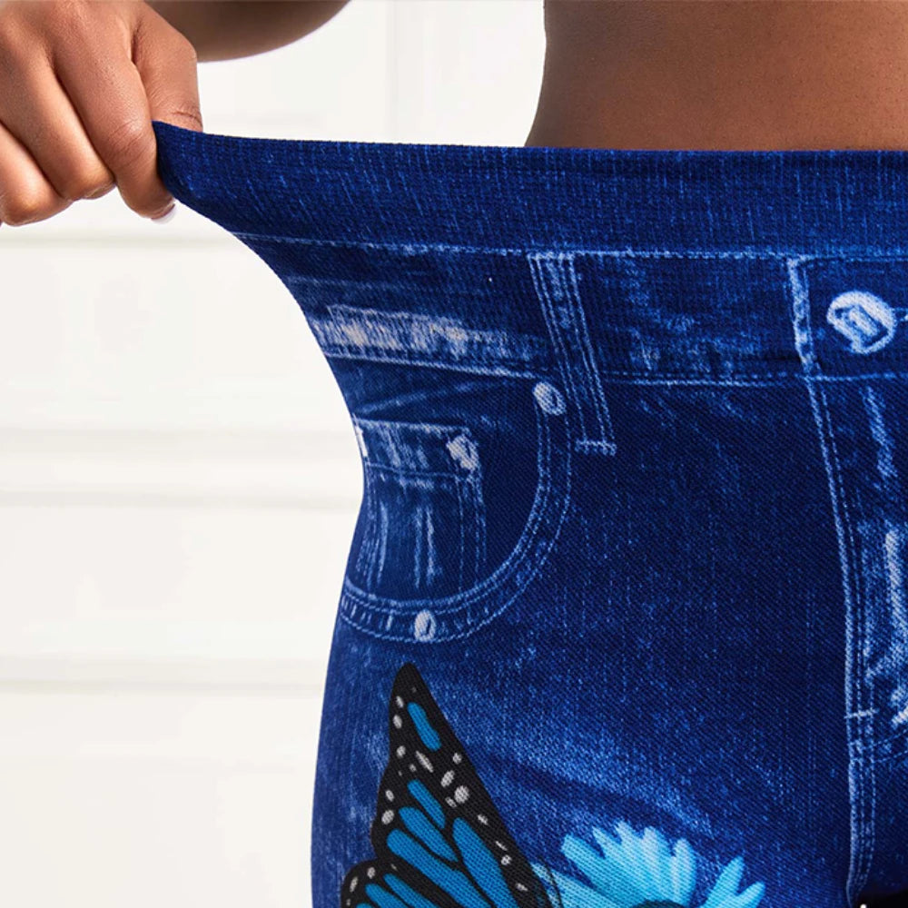 High Waist Stretchy Denim Jeggings - Plus Size