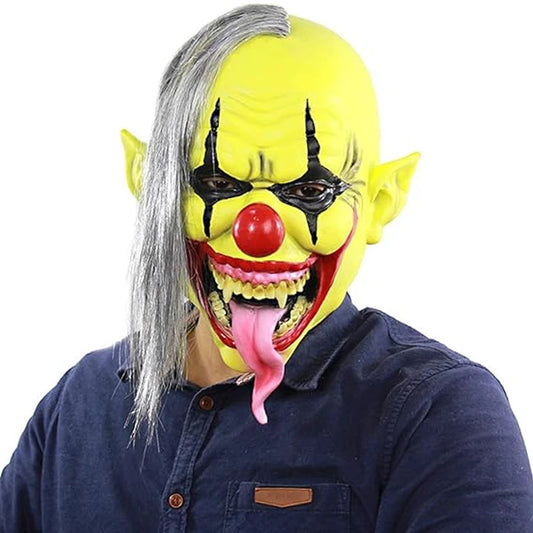 Green Horror Clown Mask with Hair