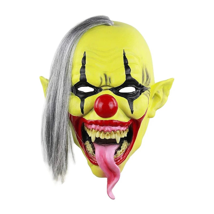 Green Horror Clown Mask with Hair