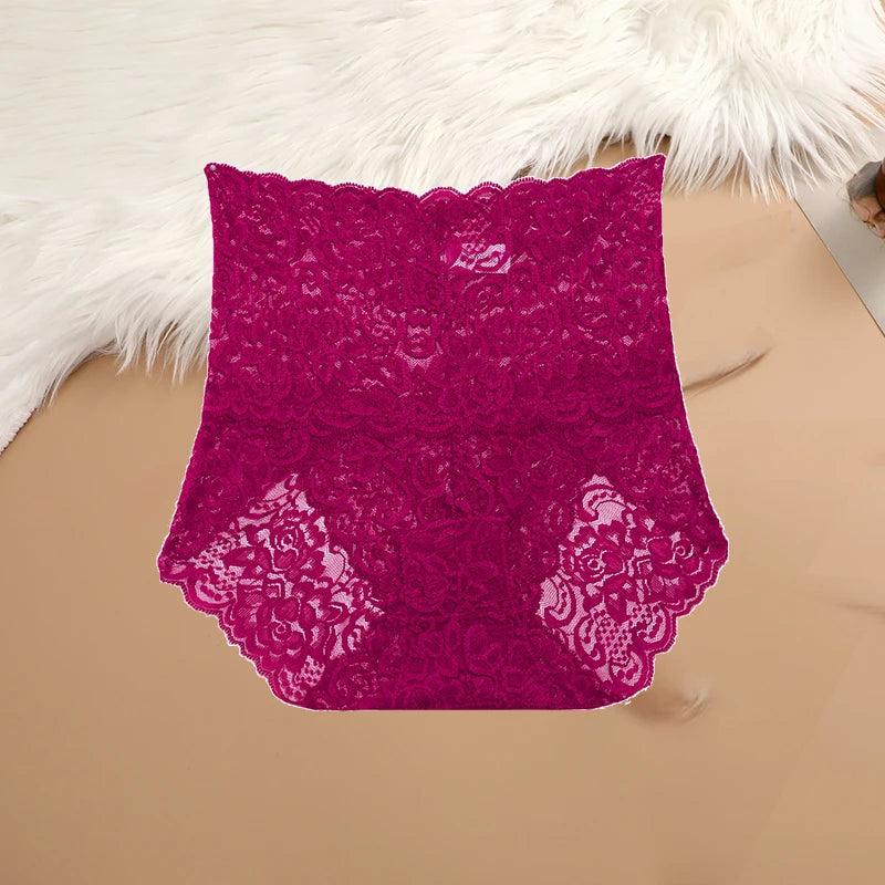 FINETOO High-Rise Stretchy Semi Sheer French-Cut Lace Panties - 1PCS