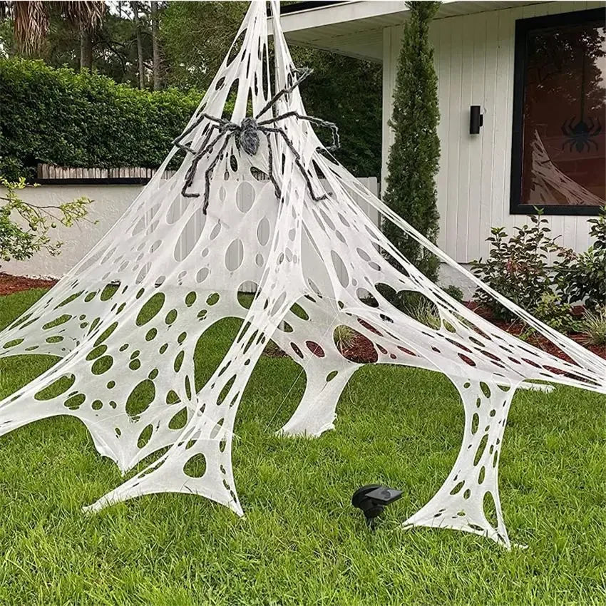 Giant Stretchy Spider Web Halloween Decor 20ft Cobweb Netting Outdoor Scary Indoor Haunt Reusable