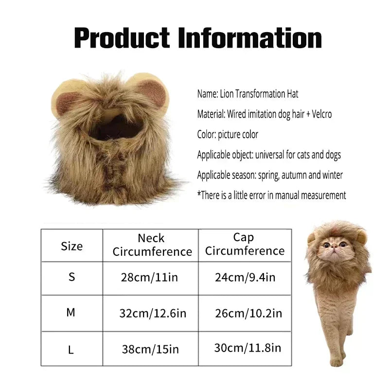 Cute Lion Mane Cat Wig Hat Cosplay Halloween Costume
