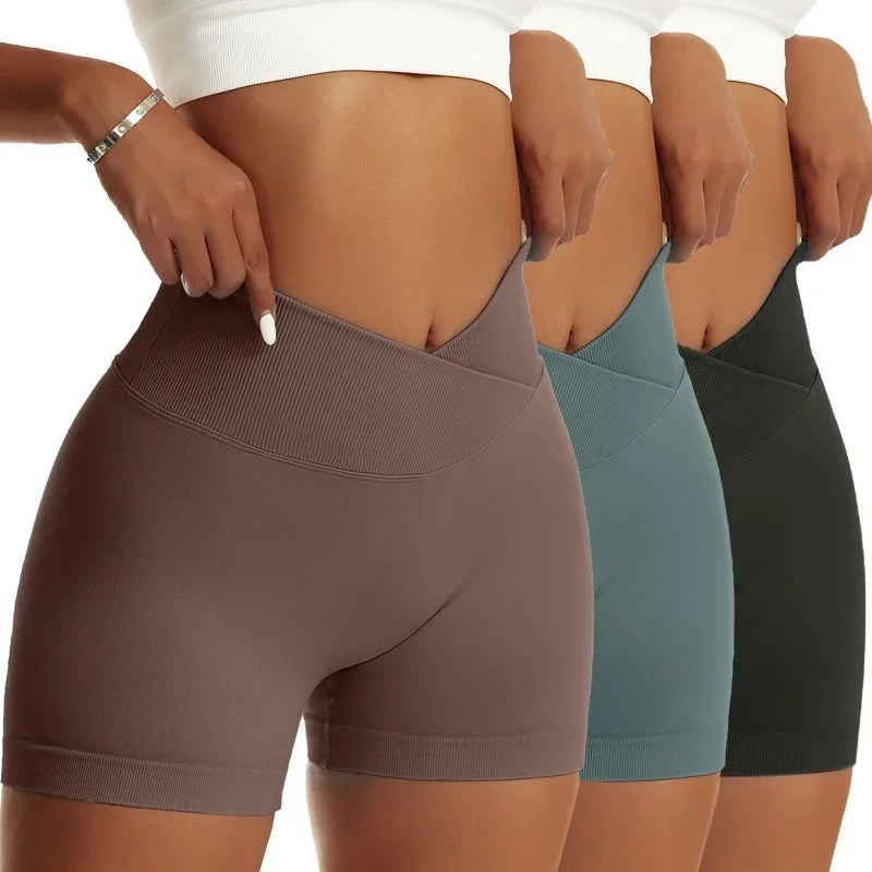 Hip Sports High Elastic Breathable Running Biker Shorts - 3 Pcs