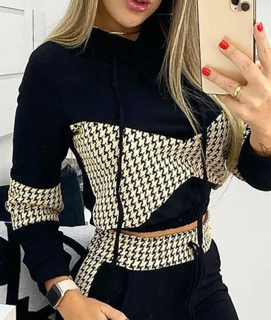 Thousand Bird Grid Printed Casual Outfit