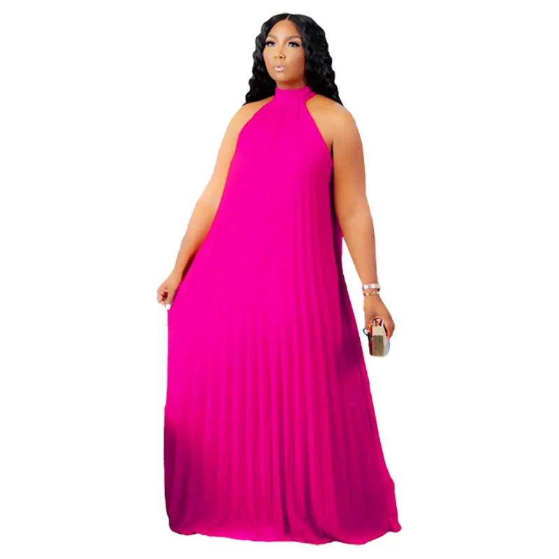 Wmstar Sleeveless Bandage Halter Hollow Out Splited A-line Maxi Dress - Plus Size