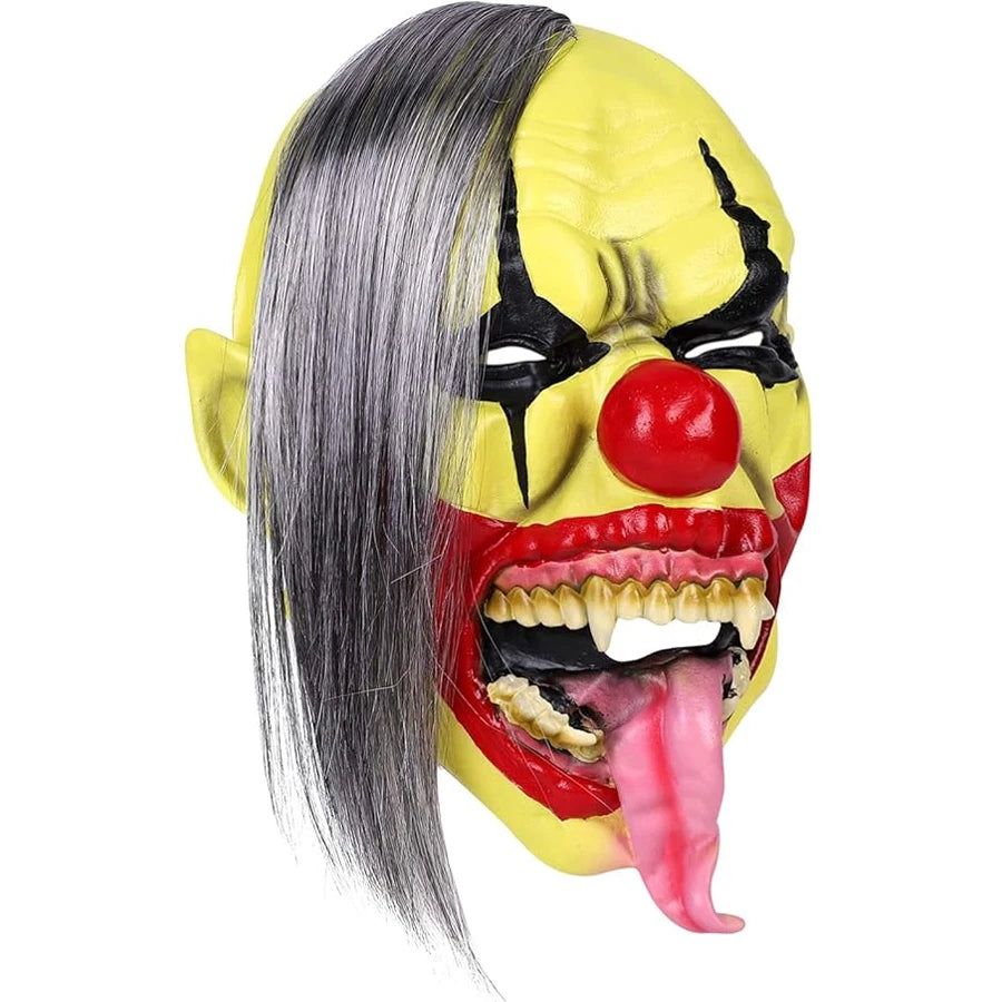Green Horror Clown Mask with Hair