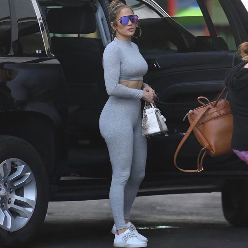 Crop Top And Leggings High Waist Two Piece Set