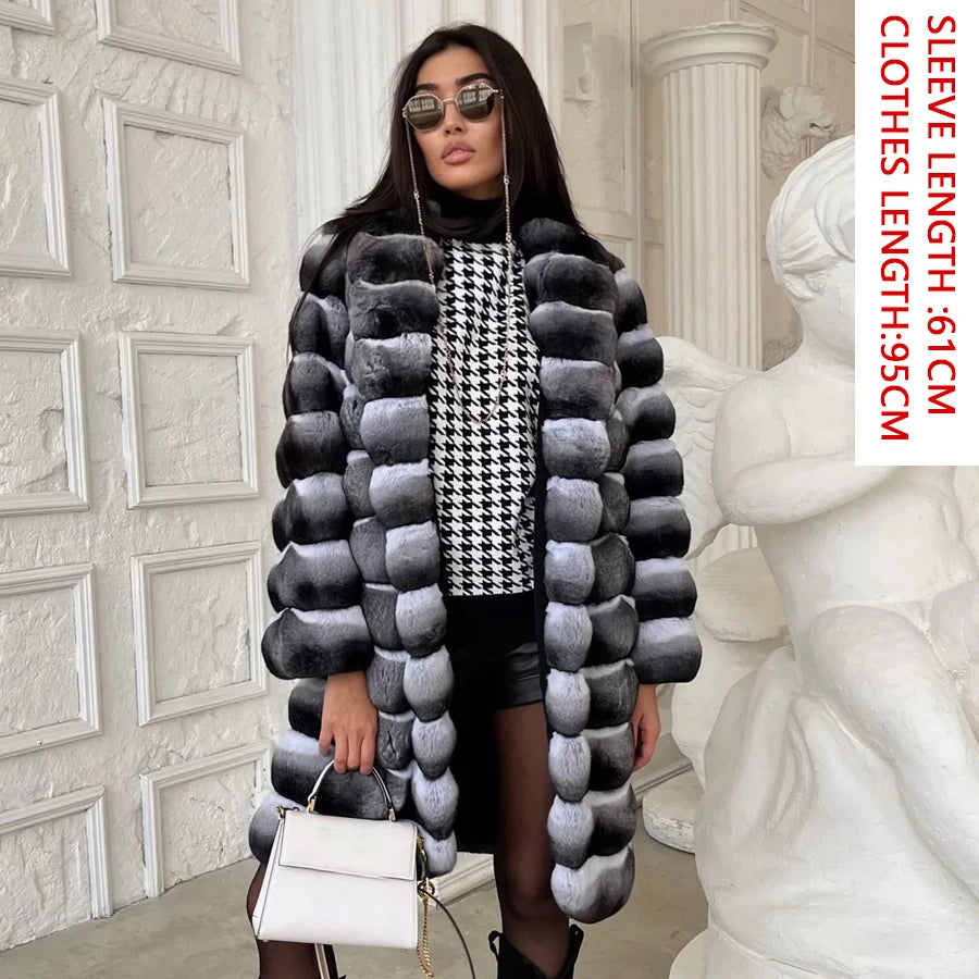 Natural Real Rex Rabbit Fur Coat With Fur Collar