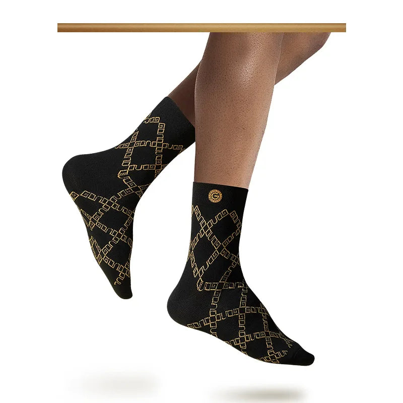 Gold Mid-Length Cotton Socks - 6 pairs