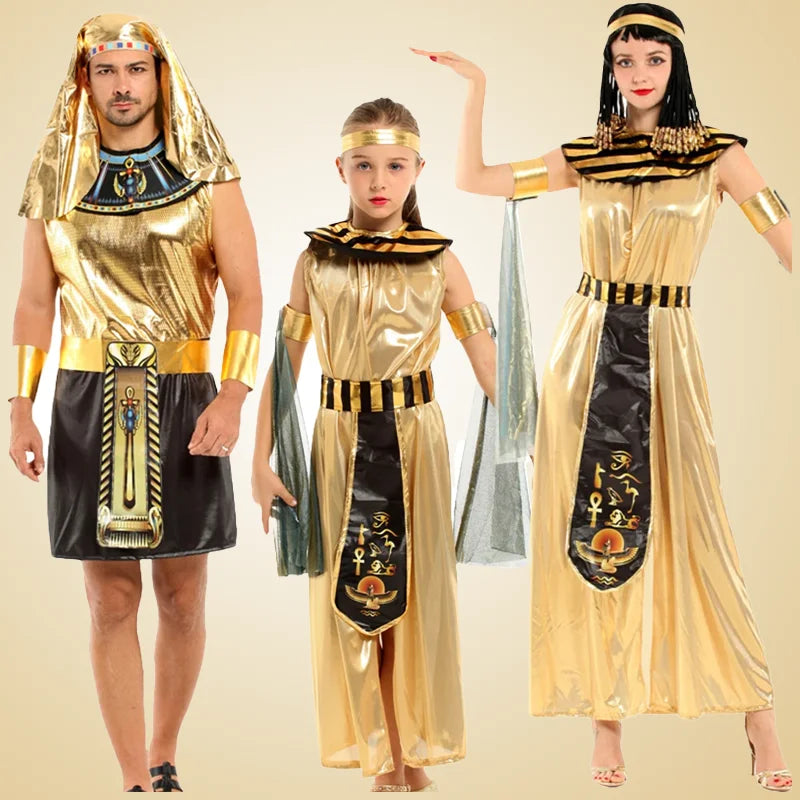 Parents-child Ancient Egyptian King Pharaoh Goddess Cleopatra Cosplay Costumes