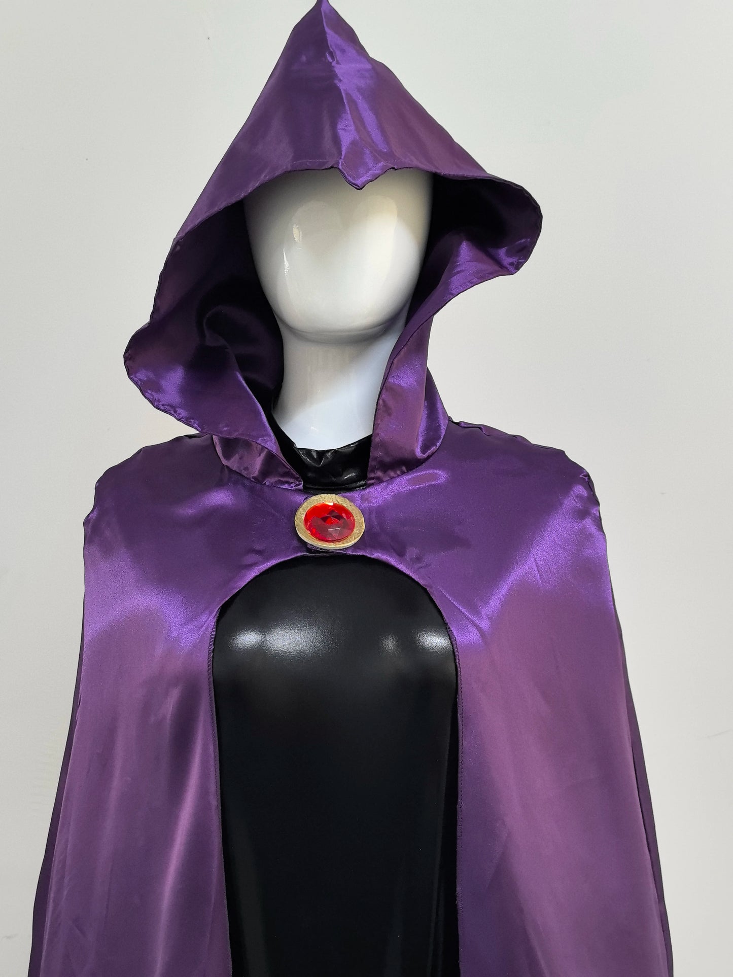 TeenTitans-Raven Cosplay Costume Jumpsuit Purple Cloak with Belt Halloween Costume