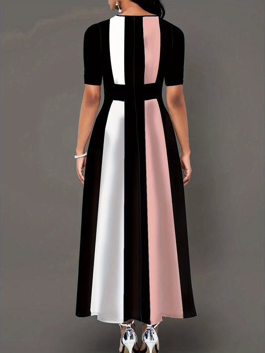 Slim Fit Contrasting Color Dress - Plus size