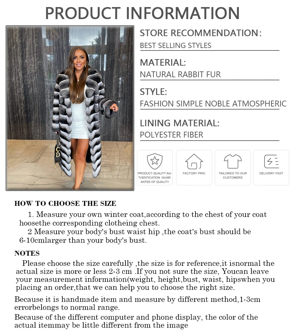 Natural Real Rabbit Fur Coat