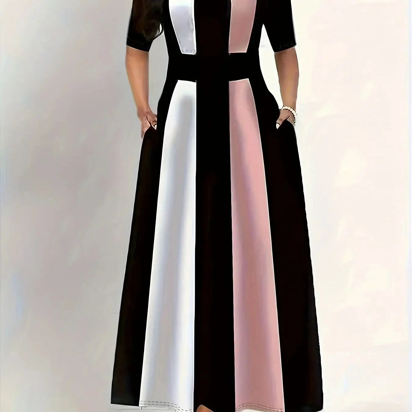 Slim Fit Contrasting Color Dress - Plus size