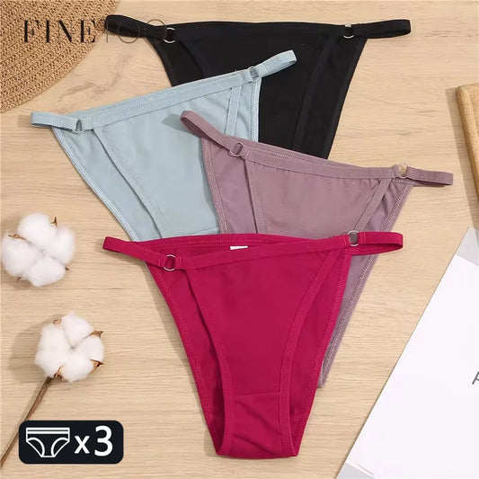 FINETOO Low Waist Cotton Briefs Panties - 3Pcs